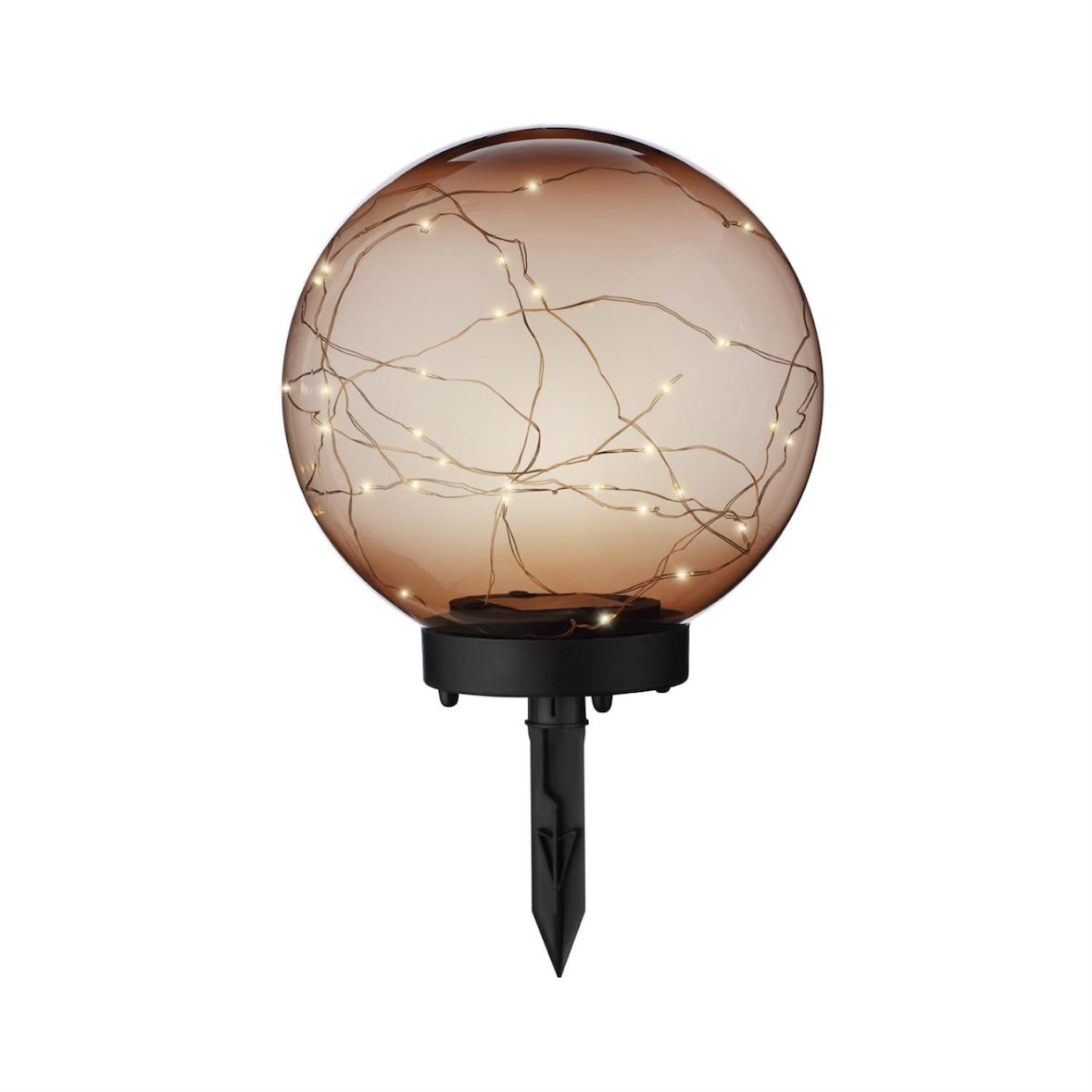 LED Solar Kugel Tisch Gartenleuchte mit Drahtlichterkette bernstein amber 20cm