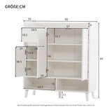 thumbnail of Schuhschrank Kommode 90x35x99 cm Weiß mit verstellbaren Regalböden, Massivholzbeinen, moderner Home Organizer, Flur & Wohnzimmer