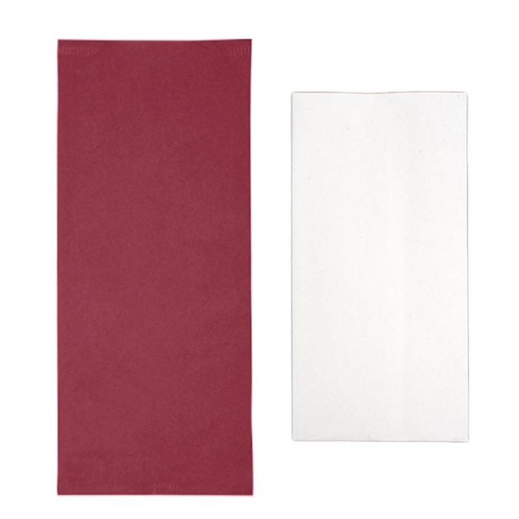 MONOUSO - Saqueta de Talheres com Guardanapo Bordeaux 11x25cm (100 Uds)