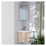 thumbnail of Ensemble meuble lave-mains d'angle décor chêne KODA + armoire miroir