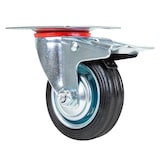 thumbnail of HMF 6790 Schwerlastrollen mit Bremse aus Vollgummi, 4 Stück, 75 mm, bis 200 kg, Schwarz