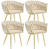 thumbnail of tectake Conjunto de cadeiras ASTANO veludo, design de nó - Conjunto de 4 cor de areia/dourado