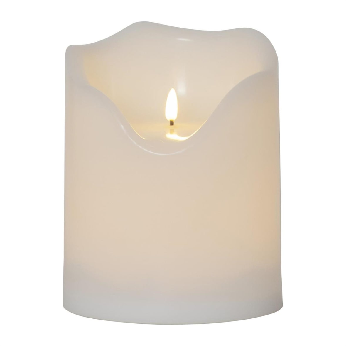 XXL Kerze Kunststoff flackernd H:20cm für Balkon Terrasse Garten weiß