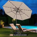 thumbnail of COSTWAY 300 cm parasol met zonne-LED-verlichting, windvast, zwengel, 35° aan beide zijden kantelbaar, voor tuin en balkon, beige