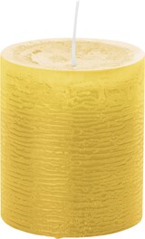 thumbnail of Dotter gelbe Rustic Kerzen, durchgefärbte Stumpenkerzen inkl. ASF 130 x 68 mm