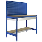 thumbnail of SimonRack Banco de Trabajo Taller, Capacidad Carga 400 kg, 1445x910x610 mm, Panel Perforado, 1 Cajón, Azul/Madera - BT-2