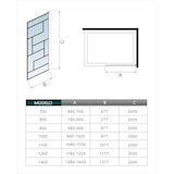 thumbnail of AICA Walkin Mampara Panel de ducha serigrafiada de línea negra Vidrio Templado de 8mm Antical con Barra 73-120cm Perfil Negro Mate (108-110)x200cm