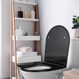 thumbnail of Relaxdays Toilettendeckel mit Absenkautomatik & Quick Release, 36 x 45 cm, Duroplast, Montage von oben, D-Form, schwarz
