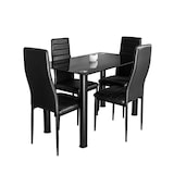 thumbnail of Mesa de Cristal Templado + 4 Sillas Polipiel. Comedor o Cocina, Negro