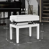 thumbnail of HOMCOM banqueta para piano banco para piano con ajustable en altura de 48 a 58 cm espacio de almacenamiento patas de madera blanco