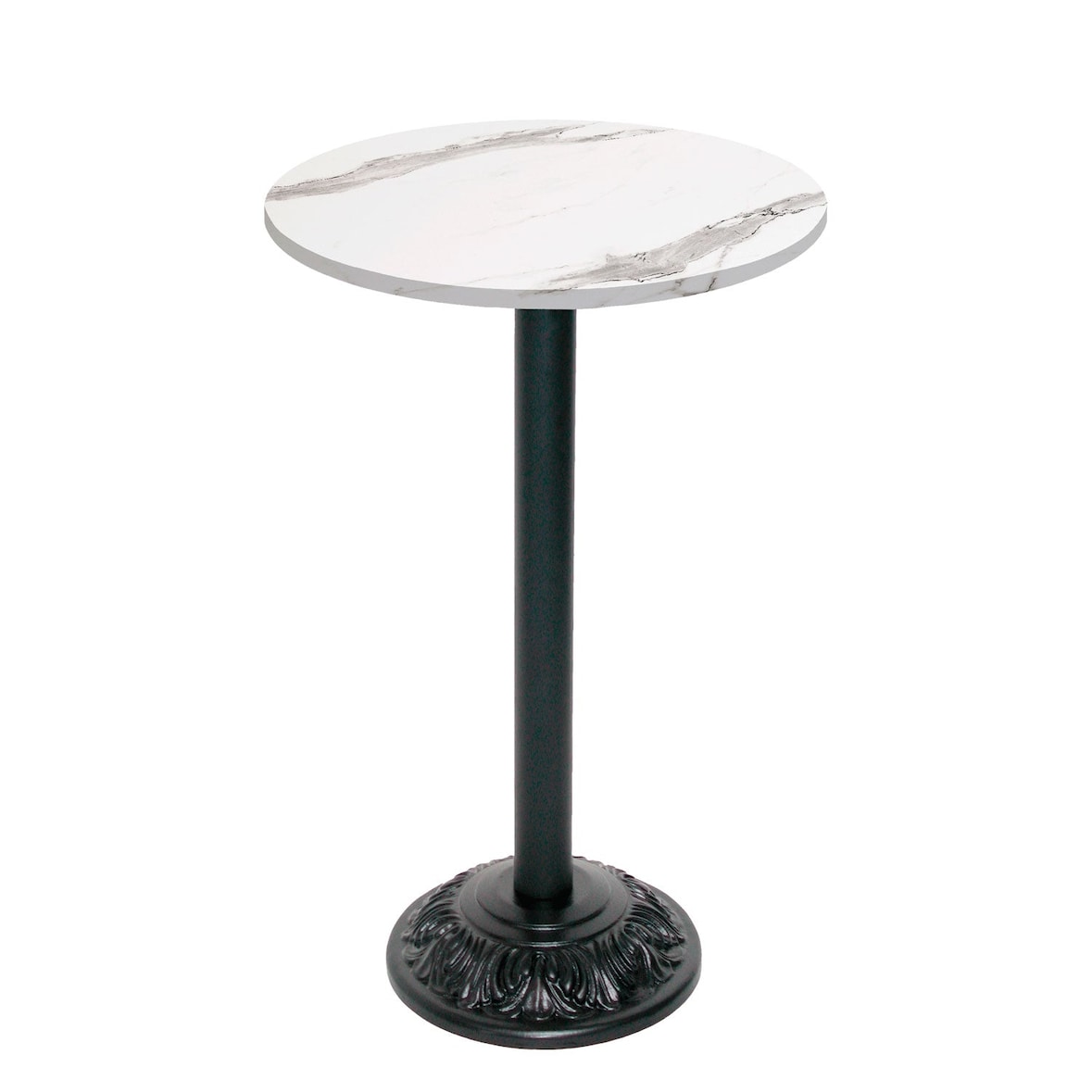 Restootab - Mesa alta estilo bistró Ø60cm mármol blanco