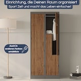 thumbnail of Umkleideschrank Spind OSLO - 4 Abteile mit Lüftungsschlitze | Umkleidespind Metall Schließfachschrank Garderobenspind, 185x80x45cm Weiß-Sonoma Eiche