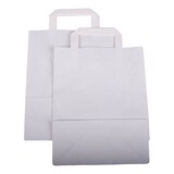 thumbnail of 500 Papiertragetaschen 320 + 170 x 270 mm weiß stabile 80 g/m² Grammatur Papiertüten Geschenktüten BB-Verpackungen