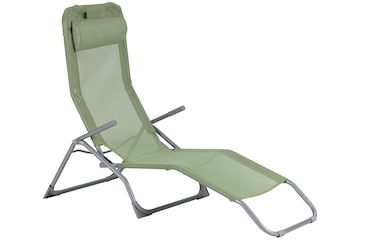 aro Lettino prendisole con funzione di inclinazione e braccioli, acciaio / textilene, verde