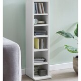 thumbnail of Design Bücherregal WL5.336 Weiß 21x91x25,5 cm mit 6 Fächern, Standregal Holz Regal freistehend Flur, Schmales Wandregal Kinderzimmer, Nischenregal