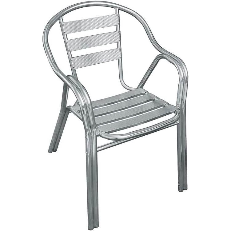 poltrona impilabile in alluminio con doppio tubo colore Grigio