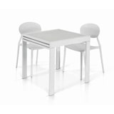 thumbnail of ELIDON Tavolo Da Pranzo Moderno Allungabile Con Piano In Vetro Stile Contemporaneo Bianco, Cm 90x90/180x75 H colore Bianco
