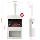 thumbnail of KAMINIO Elektrokamin Henri mit Ofenrohr - Elektrischer Kaminofen mit Heizung, 3D-Flammeneffekt, Holzfach, Fernbedienung - Weiß