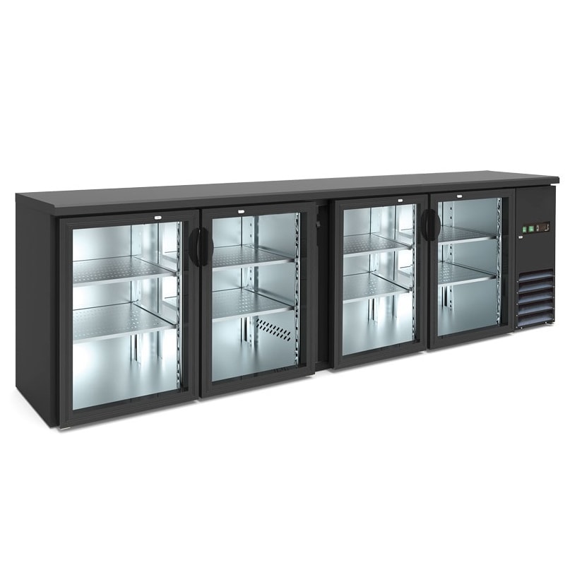 Frigo retro banco bar ventilato 4 porte in vetro interno inox temperatura +2°C/+8°C BB400GD