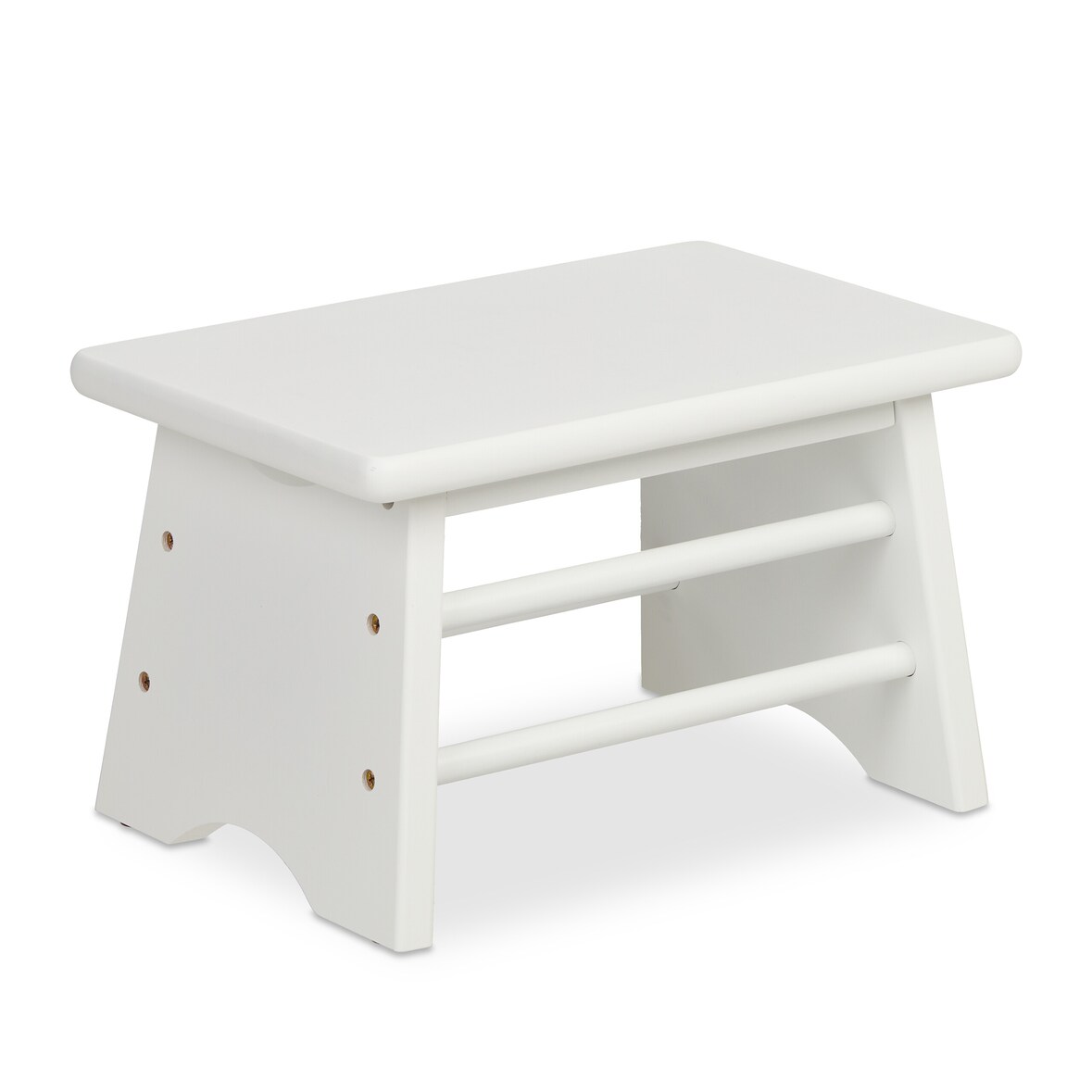 Relaxdays Fußbank Bambus, bis 100 kg, stabiler Tritthocker, HxBxT: 20 x 33 x 21,5 cm, Kinderhocker Bad, Hocker, weiß