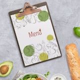 thumbnail of Securit® Porte-menu en bois avec clip - Clip en acier inoxydable - A4. Clip marron, presse-papiers gris.