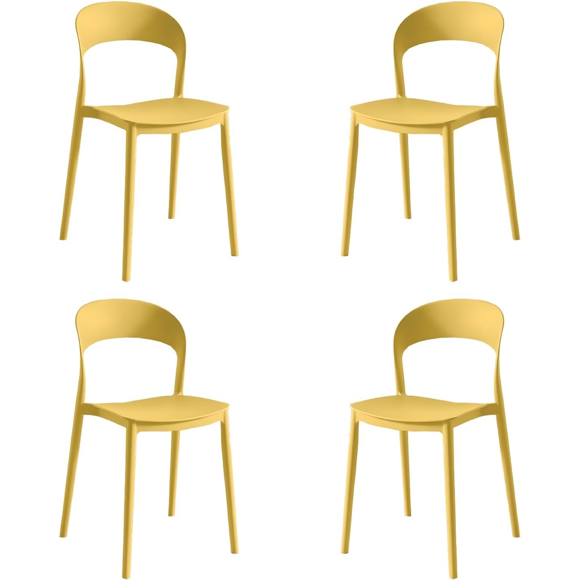 Set 4 Sedie Impilabili in polipropilene da cucina 40x39x78 cm Colore Senape LUNA