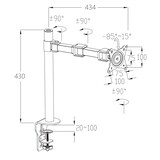 thumbnail of Monitorhalter HWC-D38, VESA bis 75x75/100x100mm schwenkbar neigbar drehbar bis 9kg ~ einarmig