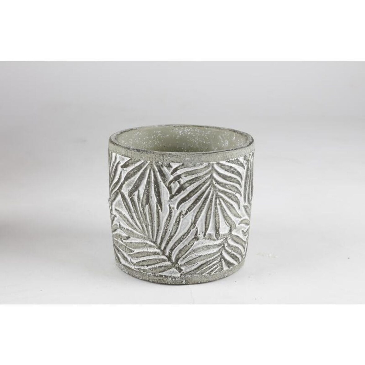 8x Blumentopf Zement antikgrünes Blattmuster 13x12cm Grün