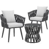 thumbnail of tectake Tuinset Lugano 3-delig Rope Design Aluminium Tafel Ø46cm 2 Stoelen Dikke Kussens Waterafstotend Buitenmeubel Set Antraciet