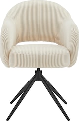 thumbnail of Möbilia Armlehnstuhl | mit 360° Drehfunktion | Cord-Optik | Gestell Metall | B 58 x T 60 x H 84 cm | beige – schwarz | 15020018 | Serie STUHL