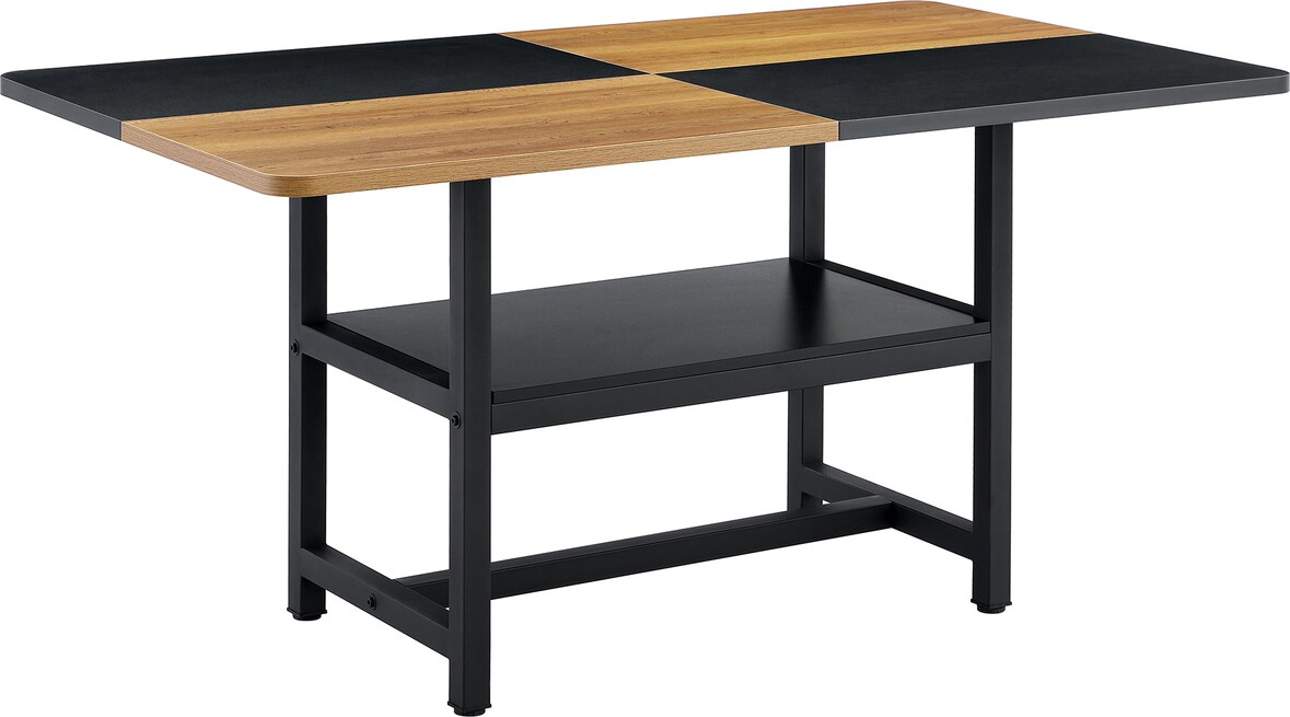 Esstisch MDF/Metall Schwarz-Holzoptik 160 cm mit Ablagefach