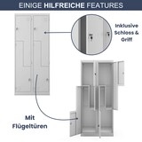 thumbnail of Umkleideschrank Spind OSLO - 4 Abteile mit Lüftungsschlitze | Umkleidespind Metall Schließfachschrank Garderobenspind, 185x80x45cm Stahl