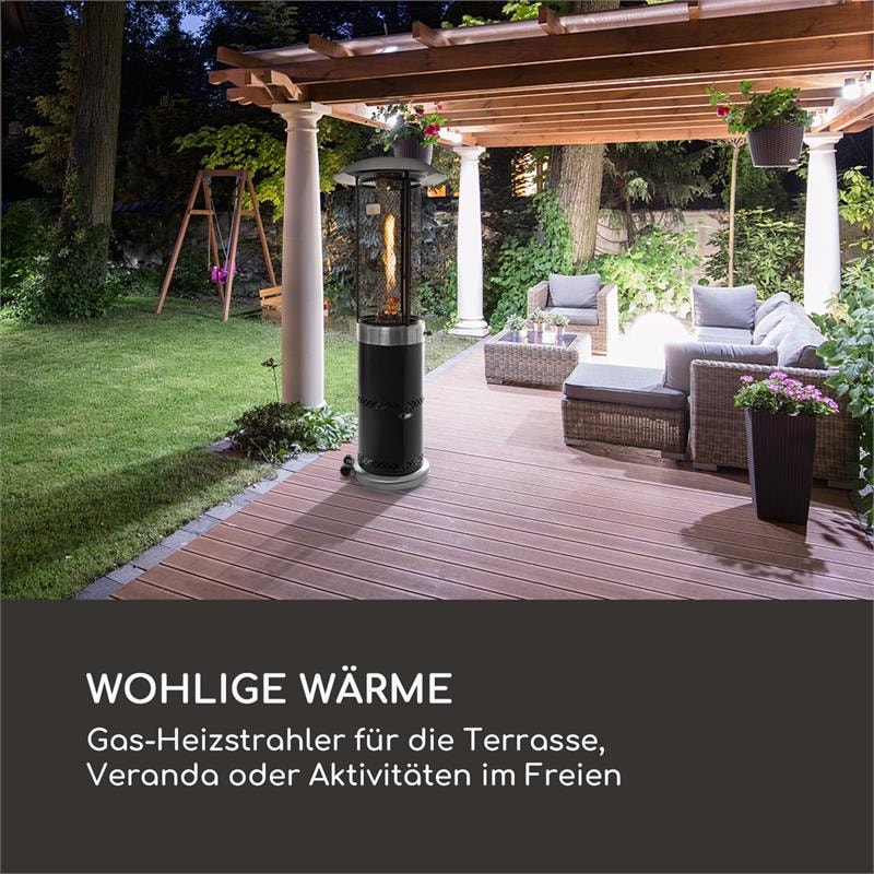 Goldflame Deluxe Terrassenheizstrahler 36.000BTU/11kW mobil Edelstahl Schwarz