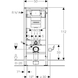 thumbnail of Geberit Duofix WC-Element mit Omega UP-Spülkasten 120mm, Betätigung vorne, Bauhöhe 1120 mm