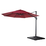thumbnail of Gastronomie-Ampelschirm HWC-A96, Sonnenschirm, rund Ø 4m Polyester Alu/Stahl 27kg ~ bordeaux mit Ständer, drehbar