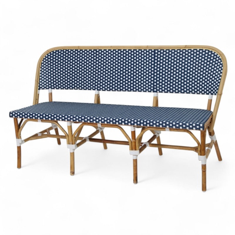 Sofá de terraza de ratán ELYSEE - azul y blanco