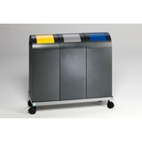 thumbnail of PROREGAL Selbstlöschender Wertstoffsammler spitz | 60 Liter, HxBxT 80x32x32cm | Verzinkter Stahl | Grau-Blau | Mülleimer Abfalleimer Müllkorb