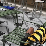thumbnail of 【HYZL1233-120cm】Outdoor Essgruppe Tisch und Stuhlkombination Set aus Eisen garten Tisch und Stuhlset für den Außenbereich Dunkelgrün