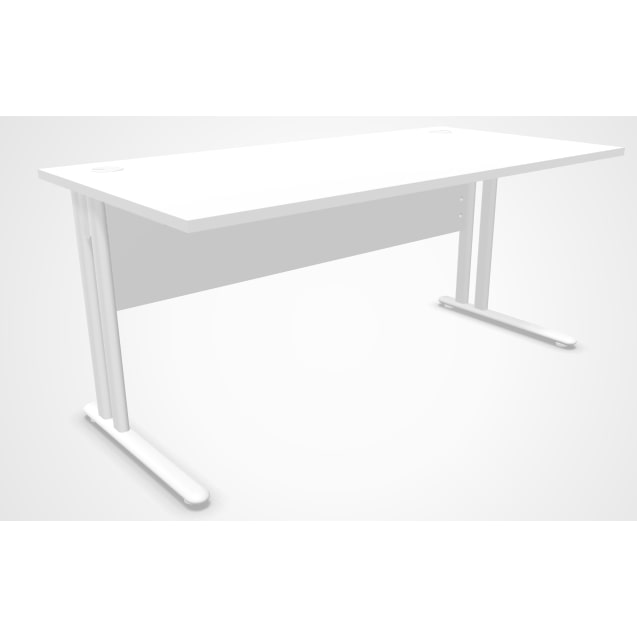 BURONOMIC bureau Essentiel plan droit L 160 x P 80 cm avec obturateurs et voile de fond, pieds métal L Blanc, plateau Blanc