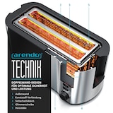 thumbnail of Arendo Toaster Edelstahl Langschlitz 4 Scheiben, Doppelwandgehäuse, integrierter Brötchenaufsatz, 6 Bräunungsstufen, Brotzentrierung automatisch