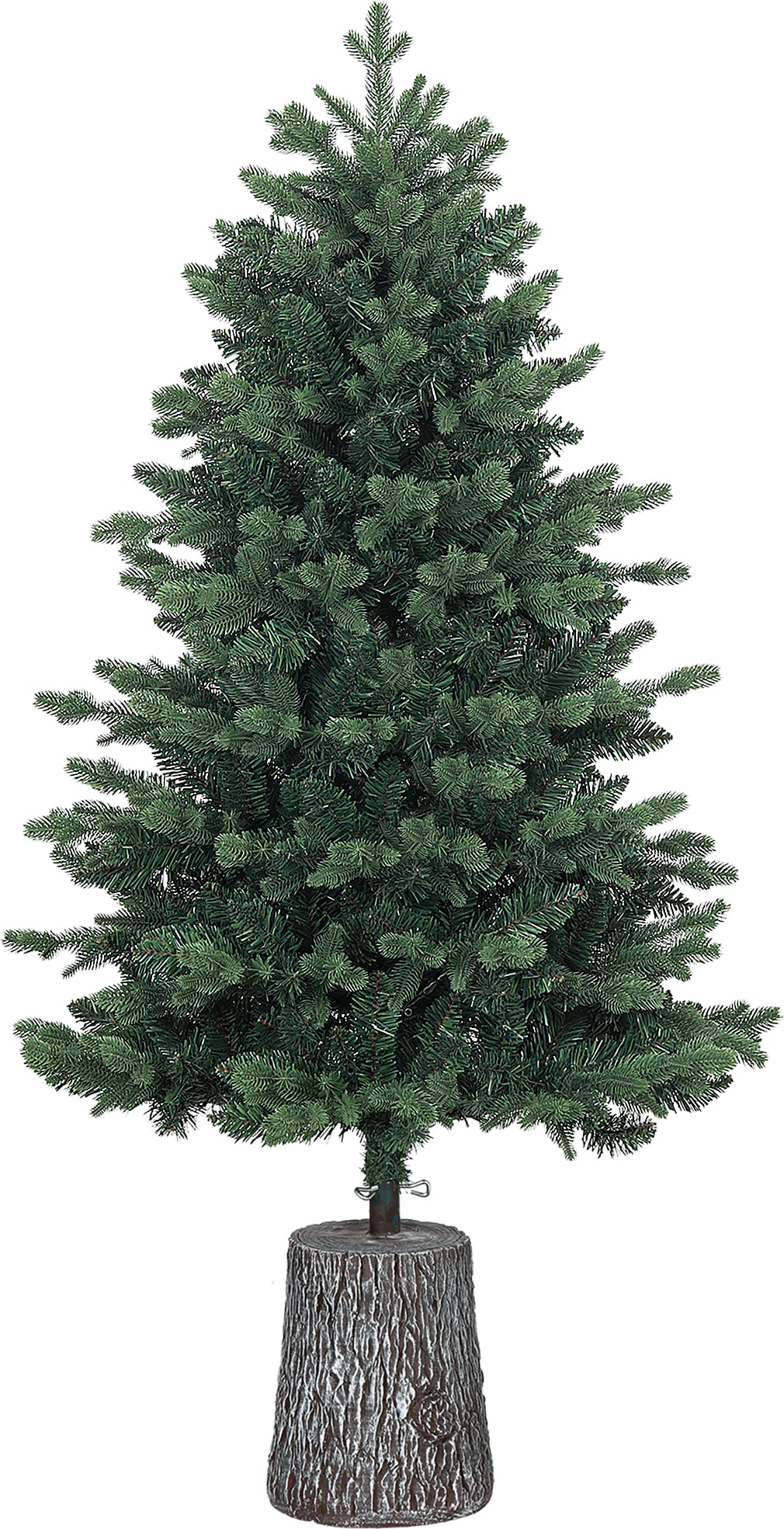 Un albero di Natale artificiale in un supporto per albero.