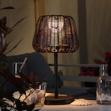 thumbnail of LED Garten Tischlampe Korboptik Rattanoptik dimmbar aufladbar Fernb.