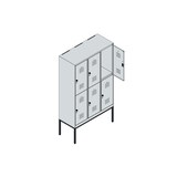 thumbnail of C+P Spind Classic PLUS, Gestell, 6 Abteile, HxBxT 212x120x50cm, Zylinderschloss, Hellgrau/Rot von PROREGAL