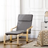 thumbnail of Relaxsessel Set mit Fußhocker Ohrensessel 80x67x99 cm mit Armlehnen Kopfstütze Leinenoptik Grau Holzgestell kompakt fürs Wohnzimmer