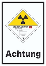 thumbnail of Schild radioaktive Stoffe Radioactive Achtung III-GELB hochkant A5 Rückseite selbstklebend