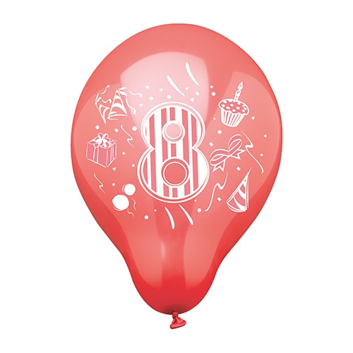 72 Zahlenluftballons Ø 25 cm farbig sortiert "8"