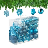 thumbnail of Relaxdays Weihnachtskugeln 100er Set, glitzernd, matt & glänzend, Baumschmuck, Kunststoff, verschiedene Designs, türkis