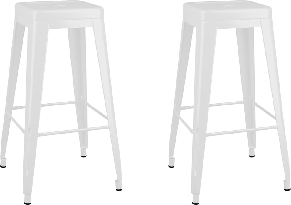 Décoshop26 - Set aus 2 stapelbaren Barhockern im Industriedesign aus weißem Metall DEC029588