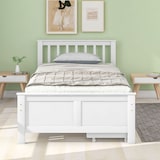 thumbnail of Merax Stauraumbett Einzelbett Holzbett 90x200 aus Kiefernholz & MDF mit 2 Schubladen & Lattenrost für Schlafzimmer Weiß