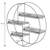 thumbnail of Wandplank HWC-K76, Hangende plank Zwevende plank, 4 planken Metalen massief hout Industrieel 45x45x11cm ~ donkerbruin